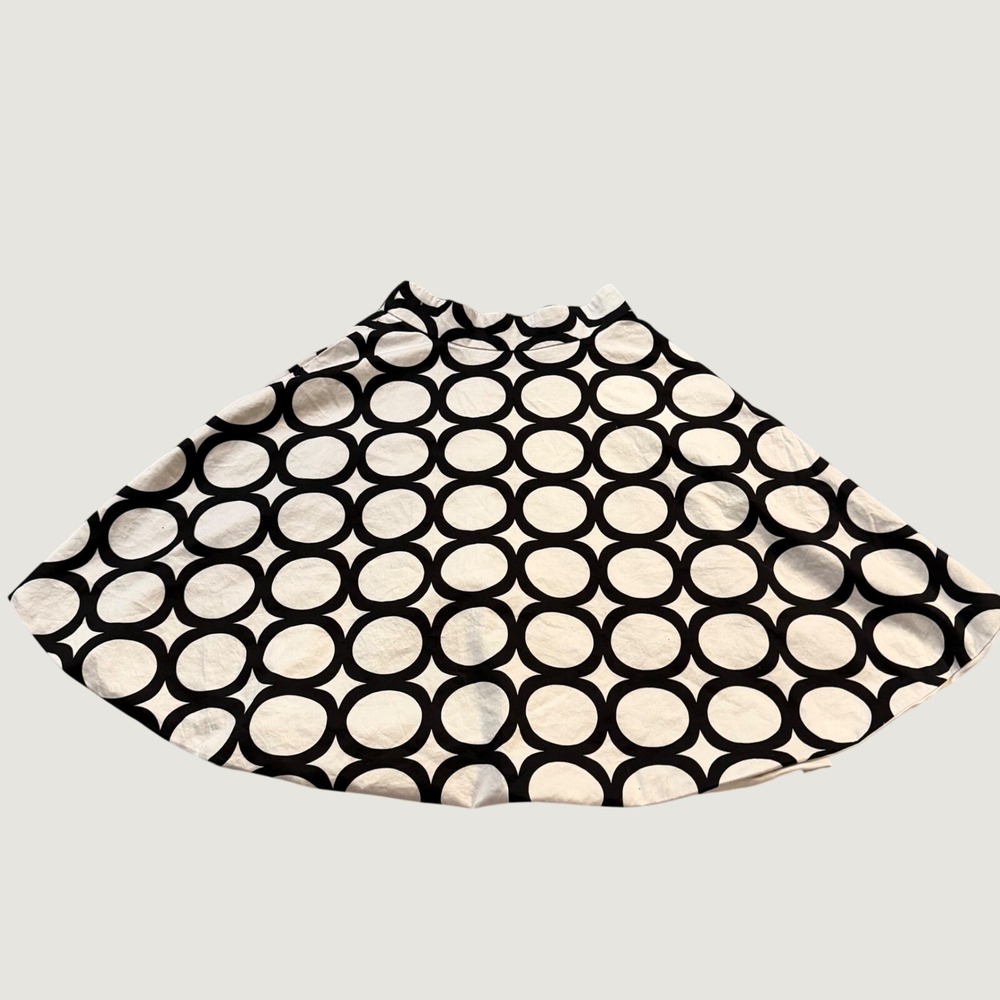 Amanda + Chelsea Women Black White Circle Print A-Line Skirt Size 2 Geometric